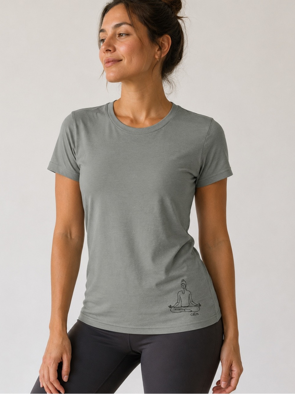 Johnny Was Calme Bamboo Blend Embroiled Yoga Crew Neck T Shirt Size XS